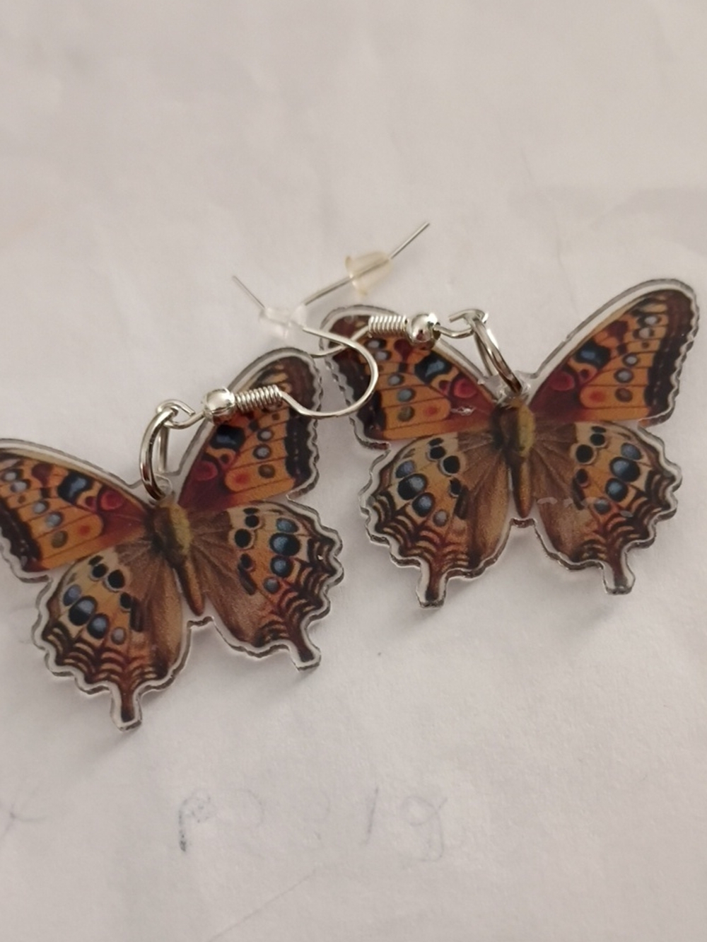Butterfly Drop Earrings in Brown and Orange - Women Jewelry